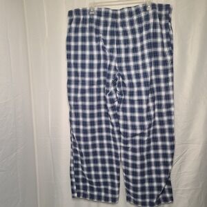 Merona Pajama Pants Mens XXL Blue White Plaid Cotton Flannel Loungewear Comfy